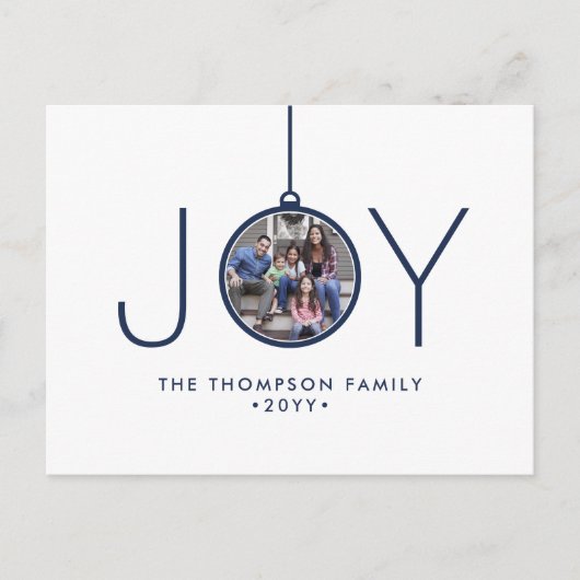 1フォトミニマモダンリストネイビーブルージョイオーナメント シーズンポストカード (正面)