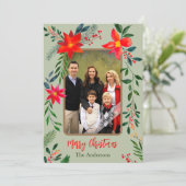 1フォトメリークリスマスウォーター色のフローラ休日 シーズンカード (スタンド正面)