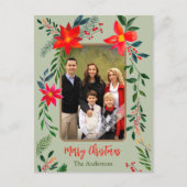 1フォトメリークリスマスウォーター色のフローラ休日 シーズンポストカード (正面)