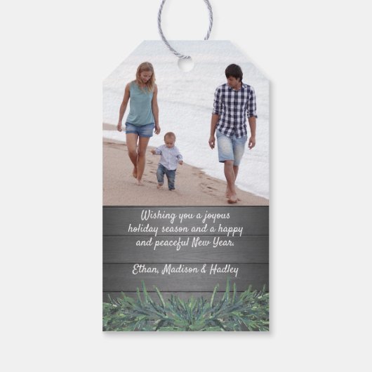 1フォトメリークリスマスグリーン素朴リー白木 ギフトタグ (裏面)