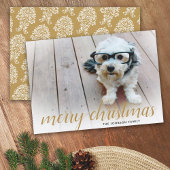 1フォトメリークリスマススクリプト金ゴールドダマスク シーズンカード