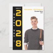 1フォトモダン金ゴールドブラック卒業 サンキューカード (正面)