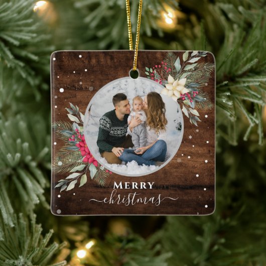 1フォトリースクリスマスオーナメントヴィンテージウッド セラミックオーナメント (ツリー)