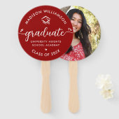 1フォトレッド卒業スクリプトモダンハートキャップ ハンドファン (正面&裏面)