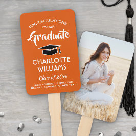 1フォト卒業オレンエレガントジブラックとホワイト ハンドファン