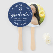 1フォト卒業ブルースクリプトモダンハートキャップ ハンドファン (正面&裏面)