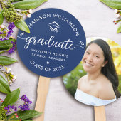 1フォト卒業ブルースクリプトモダンハートキャップ ハンドファン