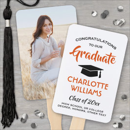 1フォト卒業モダンオレンジ白と黒 ハンドファン