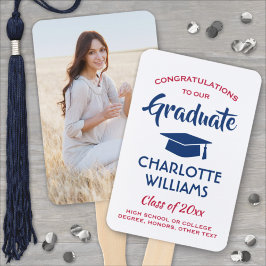 1フォト卒業モダン赤と青 ハンドファン