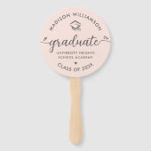 1フォト赤面ピンク卒業スクリプトハートキャップ ハンドファン (正面)