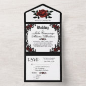 1フランスの分の1ゴシックRSVP三つ折り結婚の オールインワン招待状 (内側)