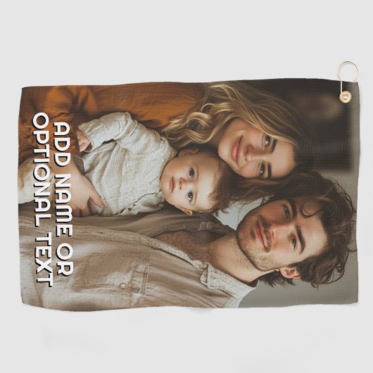 1フルフォトとシンプルChunky文字テンプレート ゴルフタオル (横)