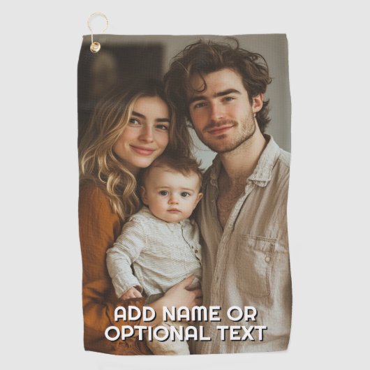 1フルフォトとシンプルChunky文字テンプレート ゴルフタオル (正面)