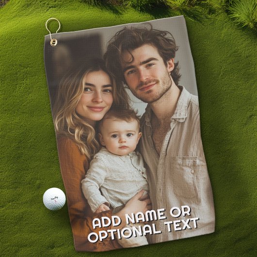 1フルフォトとシンプルChunky文字テンプレート ゴルフタオル