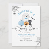 1ブルーハロウィン不気味1st男の子の誕生日 招待状 (正面)