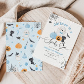 1ブルーハロウィン不気味1st男の子の誕生日 招待状