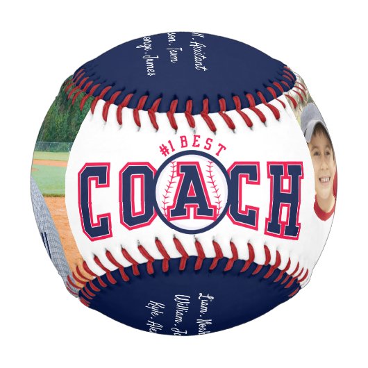 #1ベストコーチの写真カスタムとチームの名簿キープサケ 野球ボール (裏面)
