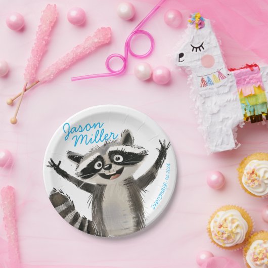 1ベビーターニングのためのRacoonテーマの誕生日パーティー ペーパープレート (パーティー)