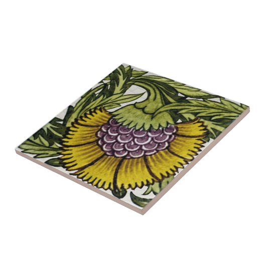 1ペアのレプロアンティークデモーガンフローラ タイル (側面)