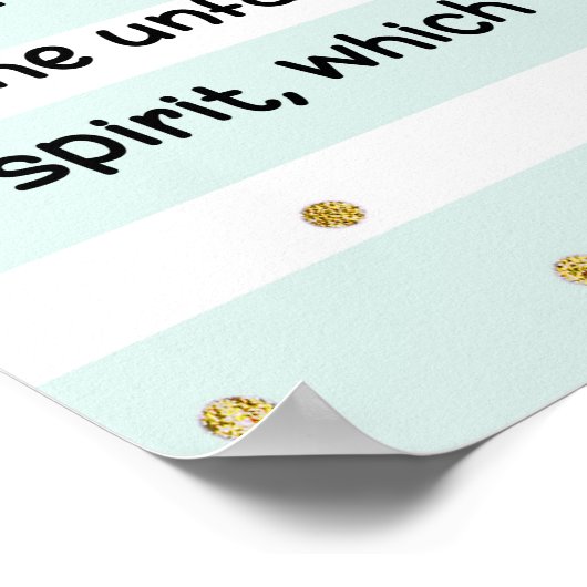 1ペテロ3:3-4内美しいバイブル聖句ミントグリーン ポスター (角)