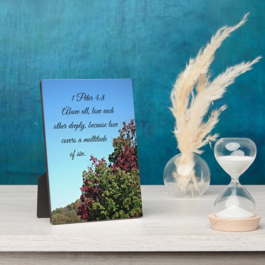1ペテロ4:8何よりも深く愛し合う フォトプラーク (側面)