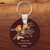 1ペテロ4:8愛し合う深い聖なる書物、 経典鳥 キーホルダー (正面)