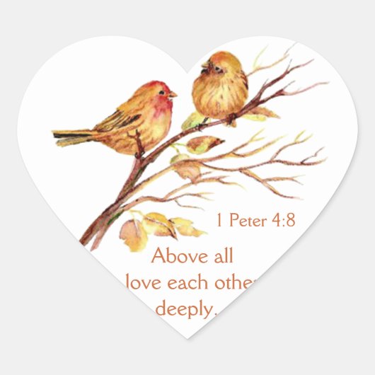 1ペテロ4:8愛し合う深い聖なる書物、 経典鳥 ハートシール (正面)