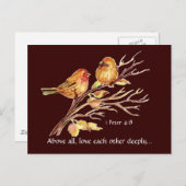 1ペテロ4:8愛し合う深い聖なる書物、 経典鳥 ポストカード (正面/裏面)