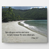 1ペテロ5与え:7あなたの悩み気にと神に対して フォトプラーク (正面)