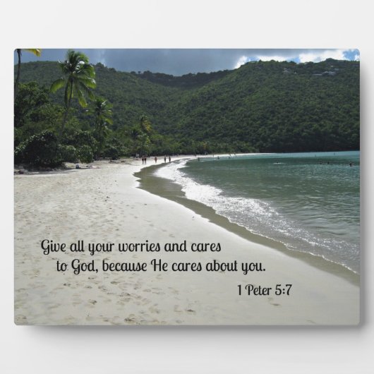 1ペテロ5与え:7あなたの悩み気にと神に対して フォトプラーク (正面)
