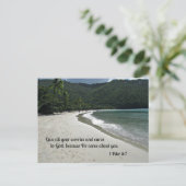 1ペテロ5与え:7あなたの悩み気にと神に対して ポストカード (スタンド正面)