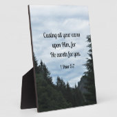 1ペテロ5:7あなたがたの気にすべてを彼に投げ付け… フォトプラーク (側面)