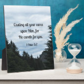 1ペテロ5:7あなたがたの気にすべてを彼に投げ付け… フォトプラーク (側面)