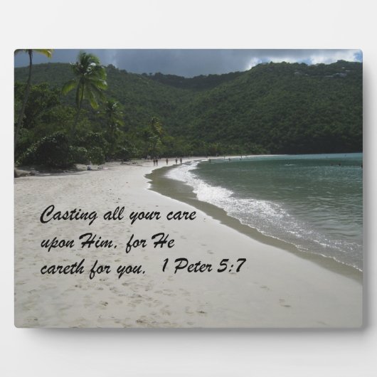 1ペテロ5:7あなたがたの気にすべてを彼に投げ付け… フォトプラーク (正面)