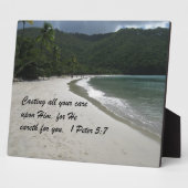 1ペテロ5:7あなたがたの気にすべてを彼に投げ付け… フォトプラーク (側面)