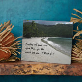 1ペテロ5:7あなたがたの気にすべてを彼に投げ付け… フォトプラーク (側面)