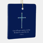 1ペテロ5:7ミニマリストクロス セラミックオーナメント (右)
