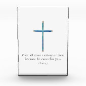 1ペテロ5:7ミニマリストクロス フォトブロック (正面)