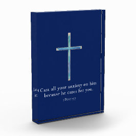 1ペテロ5:7ミニマリストクロス フォトブロック