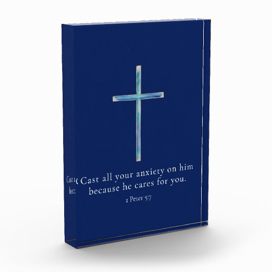 1ペテロ5:7ミニマリストクロス フォトブロック (左)