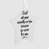 1ペテロ5:7不安聖書の聖句カスタム オーナメント (正面)