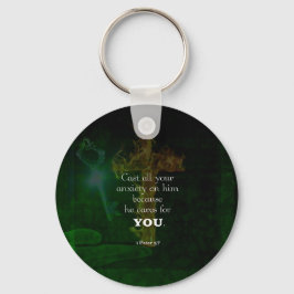 1ペテロ5:7聖書の詩を高める引用文 キーホルダー