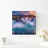 1ペテロ5:7金ゴールドキリスト教祈りの言葉 スクエア壁時計 (ホーム)