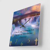 1ペテロ5:7金ゴールドキリスト教祈りの言葉 スクエア壁時計 (傾斜)