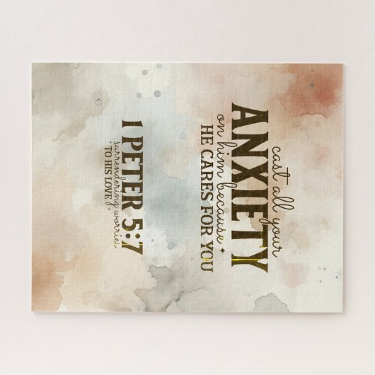 1ペテロ5:7 すべての不安を神にゆだねなさい 聖書の言葉 ジグソーパズル (横)