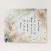 「1ペテロ5:7 すべての思いを彼にゆだねなさい」聖書の詩 ジグソーパズル (横)