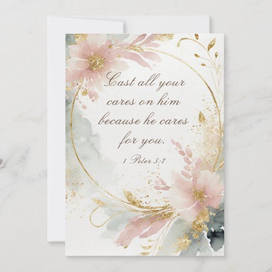 1ペテロ5:7 すべての思いを彼にゆだねなさい 聖書カード カード (正面)