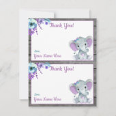 1ページあたり2つのサンキューカードエレファントガールシャワー 招待状 (正面)