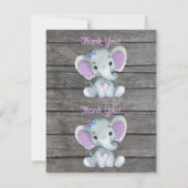 1ページあたり2つのサンキューカードエレファントガールシャワー 招待状 (裏面)