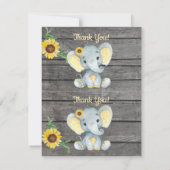 1ページあたり2つのサンキューカードエレファントガールシャワー 招待状 (裏面)